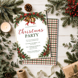 Moderne Elegante Waterverf Dennen Kerstfeest Kaart