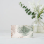 Moderne, elegante Waterverf Groen en goud Visitekaartje (Staand voorkant)