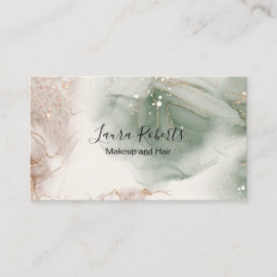 Moderne, elegante Waterverf Groen en goud Visitekaartje