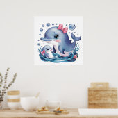 Moderne elegante waterverf Zee dierlijke dolfijn Poster (Keuken)