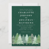 Moderne Elegante Winter Woodland Green Wedding Kaart (Voorkant)