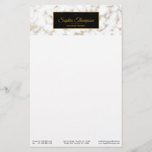 Moderne elegante wit gouden marmeren naam - briefp briefpapier
