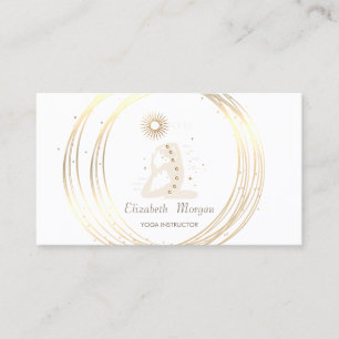 Moderne Elegante Witte, Gouden Cirkels Yoga Meisje Visitekaartje