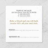 Moderne Elegante Witte Gouden Verwijzingsauto Aanbevelingskaartje (Achterkant)