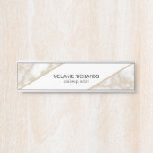 Moderne elegante witte marmer goudglitter deurbordje (Voorkant)