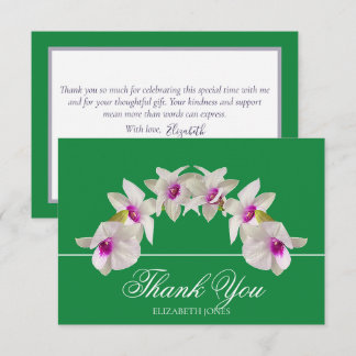 Moderne Elegante Witte Orchidee Boog Bloemige Dank Bedankkaart