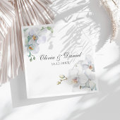 Moderne Elegante Witte Orchidee Bruiloft Servet