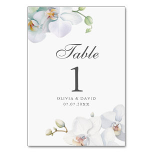 Moderne Elegante Witte Orchidee Huwelijk Tafel Num Kaart