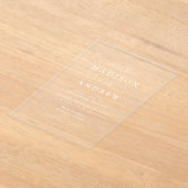 Moderne elegante witte script bruiloft acryl uitnodigingen (Laagn)