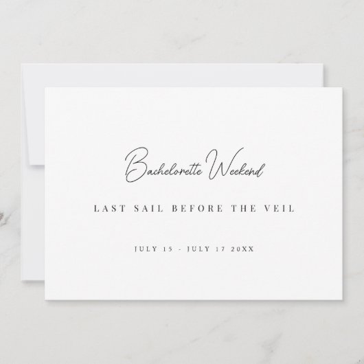 Moderne & Elegante Witte vrijgezellenweekendkaarte Kaart (Voorkant)
