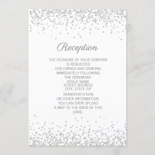 Moderne Elegante Witte Zilveren Glitter Ontvangst Kaart