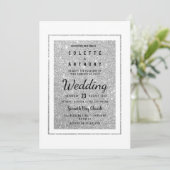 Moderne elegante witte zilverglitter bruiloft kaart (Staand voorkant)
