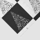 Moderne Elegante Witte Zwarte Kerstboom Tissuepapier (Detail)