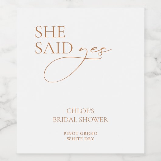 Moderne Elegante "Ze Heeft Ja Gezegd" Bruidsmeisje Wijn Etiket (Enkel label)