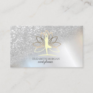 Moderne Elegante Zilveren Glitter Bokeh Vrouwen Lo Visitekaartje