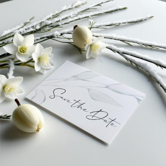 Moderne elegante zilveren winterbladeren Waterverf Briefkaart