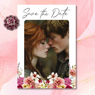 Moderne Elegante Zomer Meadow Bloemen Witte Huweli Save The Date