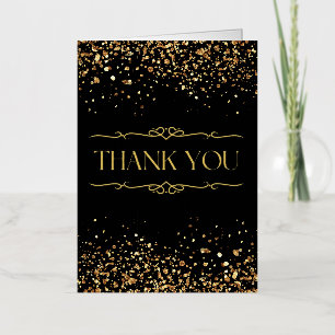 Moderne Elegante Zwart en Gouden Folie Dank u Kaar Folie Wenskaart