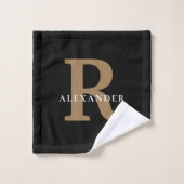 Moderne elegante zwart goud monogram vet typografi bad handdoek (Wasdoekje)