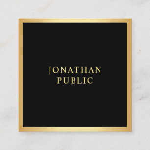 Moderne Elegante Zwart-Gouden Sjabloon Eenvoudig Vierkante Visitekaartje