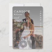 Moderne Elegante Zwart-Wit Fotobruiloft Bedankkaart (Voorkant)