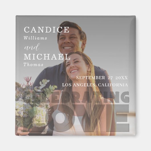 Moderne Elegante Zwart-Wit Fotobruiloft Magneet (Voorkant)