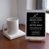 Moderne Elegante Zwart & Wit Gestreepte Huwelijk Kaart