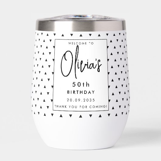 Moderne Elegante Zwart & Wit Persoonlijke Naam 50e (Voorkant)