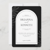 Moderne elegante zwart-witte boog bruiloft kaart (Voorkant)