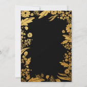 Moderne Elegante Zwarte en Gouden Bloemige Save th Save The Date (Achterkant)