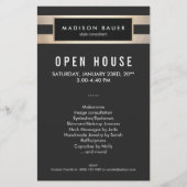 Moderne elegante zwarte en gouden stripes flyer (Voorkant)