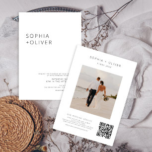 Moderne elegante zwarte en witte bruiloft kaart