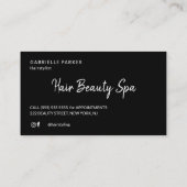 Moderne elegante zwarte en witte haarstylist visitekaartje (Achterkant)