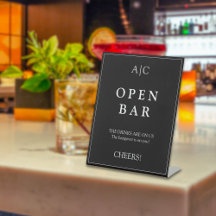 Moderne Elegante Zwarte Monogram Trouwbar