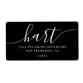 Moderne Elegante Zwarte Script Familie Retouradres Etiket (Voorkant)