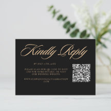 Moderne Elegante Zwarte Script Trouw QR Code