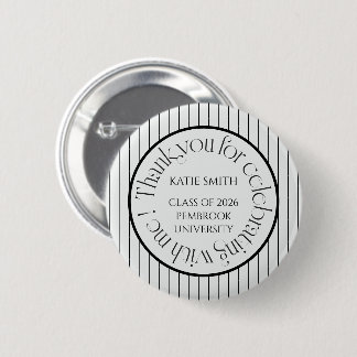 Moderne elegante zwarte streep & opvallende typogr ronde button 5,7 cm