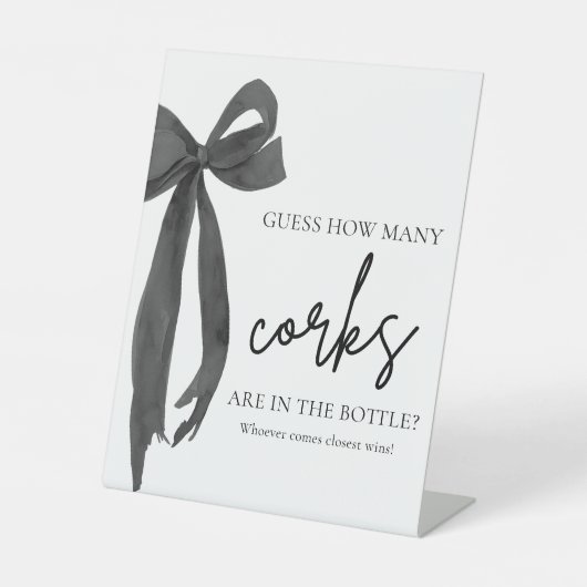 Moderne Elegante Zwarte Strik Raad Hoeveel Kurken Reclamebord Met Voetstuk (Voorkant)