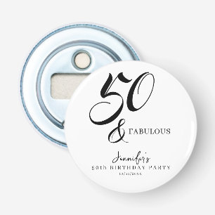 Moderne Elegante Zwarte Witte Vijftig Fabulous Ver Button Flesopener