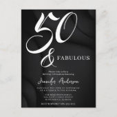 Moderne Elegante Zwarte Witte Vijftig Fabulous Ver Uitnodiging Briefkaart (Voorkant)
