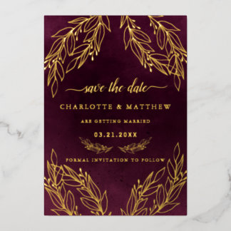 Moderne Elegantie Burgundy Save The Date Folie Uitnodiging