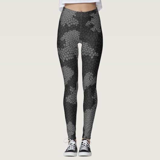 Moderne elegantie camouflage zwart en grijs leggings (Voorkant)