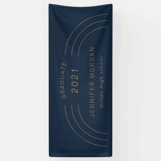 Moderne elegantie gouden afstuderen Naam Kaart Ban Spandoek (Verticaal)