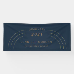 Moderne elegantie gouden afstuderen Naam Kaart Ban Spandoek