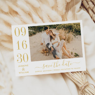 Moderne Elegantie Gouden Trouwfoto Save The Date