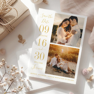 Moderne Elegantie Gouden Trouwfoto Save The Date