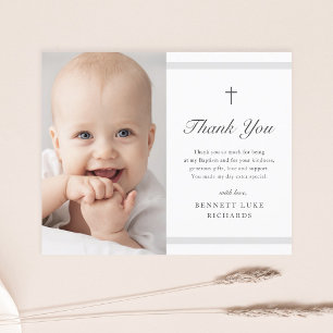 Moderne Elegantie Jongens of Meisjes Doop Dankjewe Briefkaart