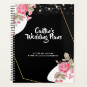 Moderne Elegantie Roze Bloemen string Bruiloft pla Planner (Voorkant)