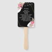 Moderne elegantie Roze bloemenslinger Trouwprogram Handwaaier (Achterkant)