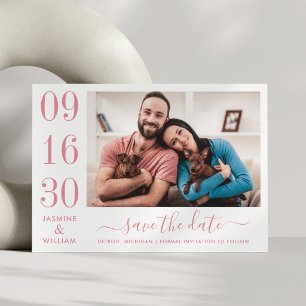 Moderne Elegantie Roze Roze Trouwfoto Save The Date